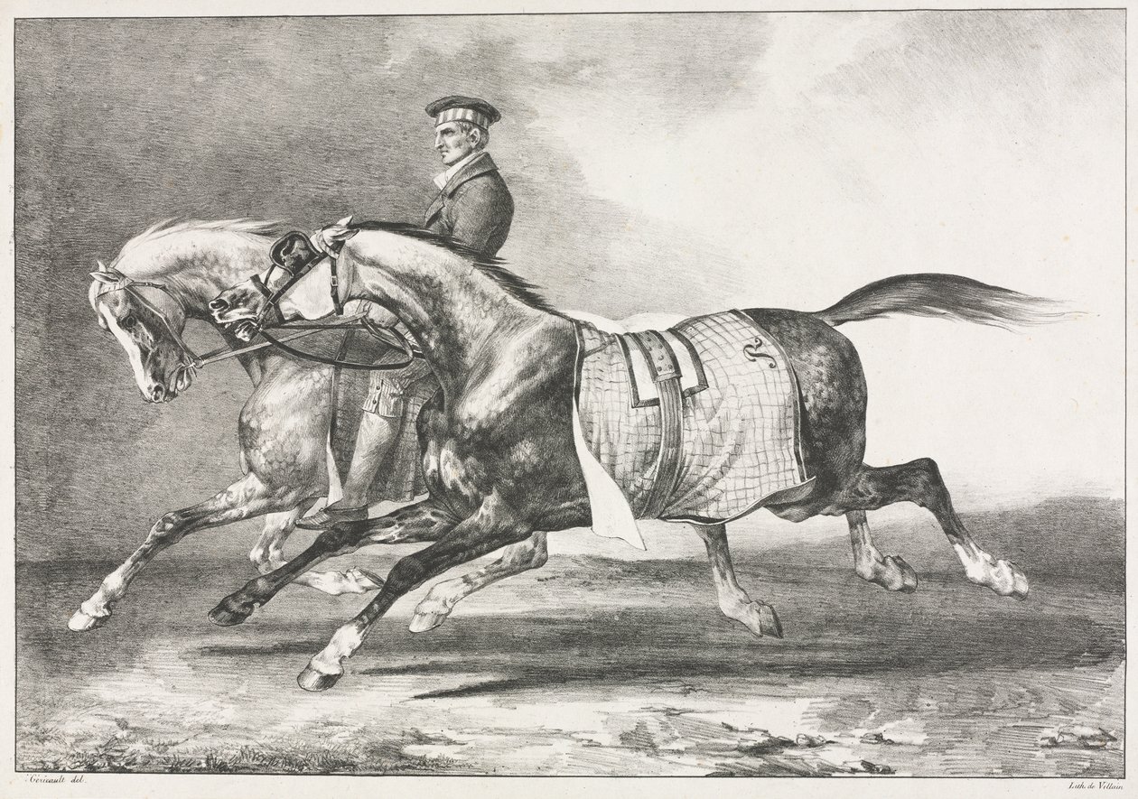 Dva strakaté koně cvičení od Theodore Gericault