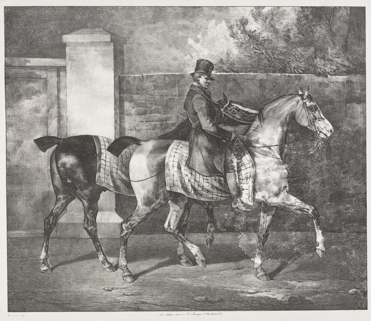 Dva koně trénovaní žokejem od Theodore Gericault