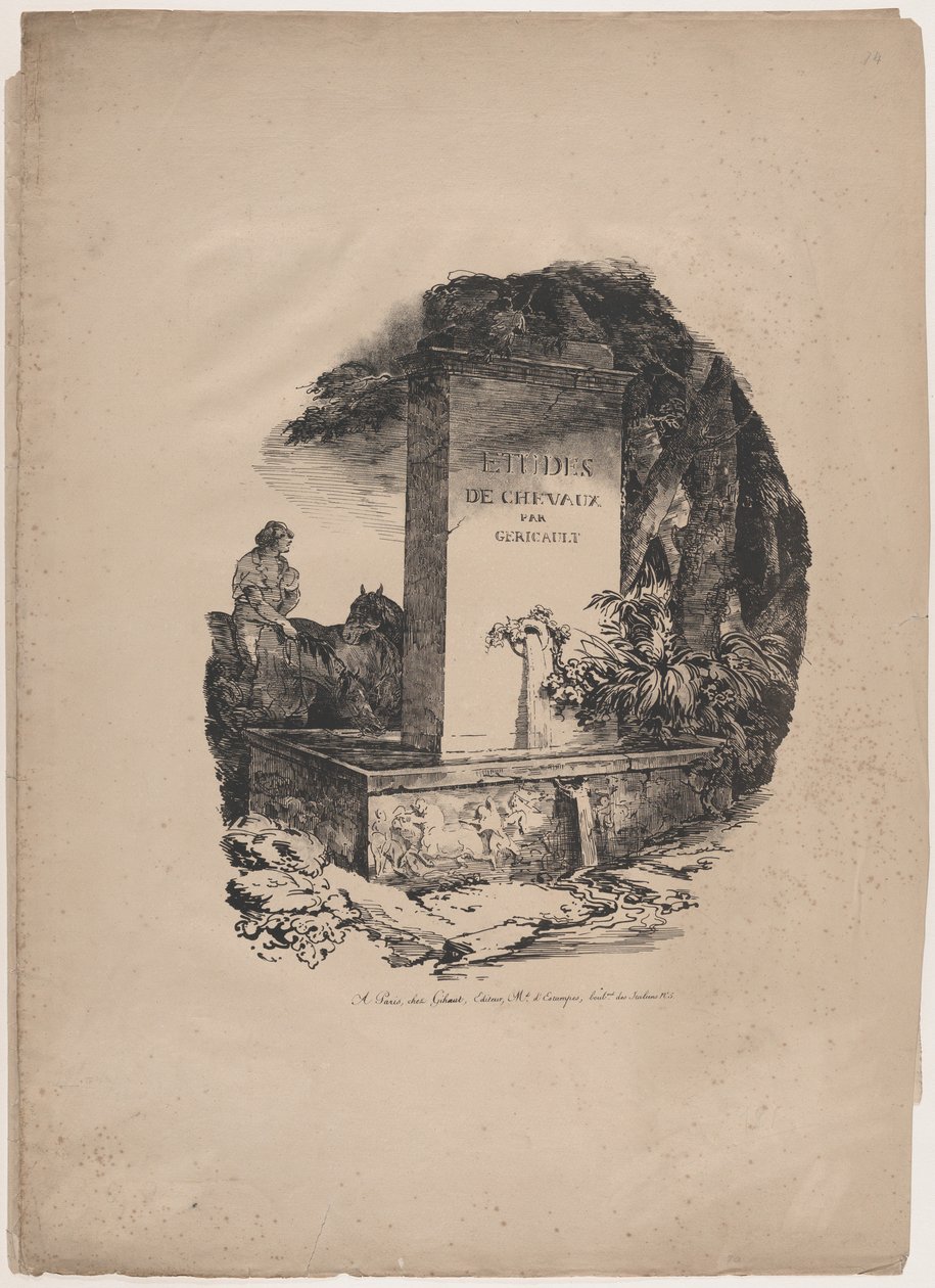 Napajedlo, titulní strana knihy „Studie o koních“ (Études de Chevaux) od Theodore Gericault