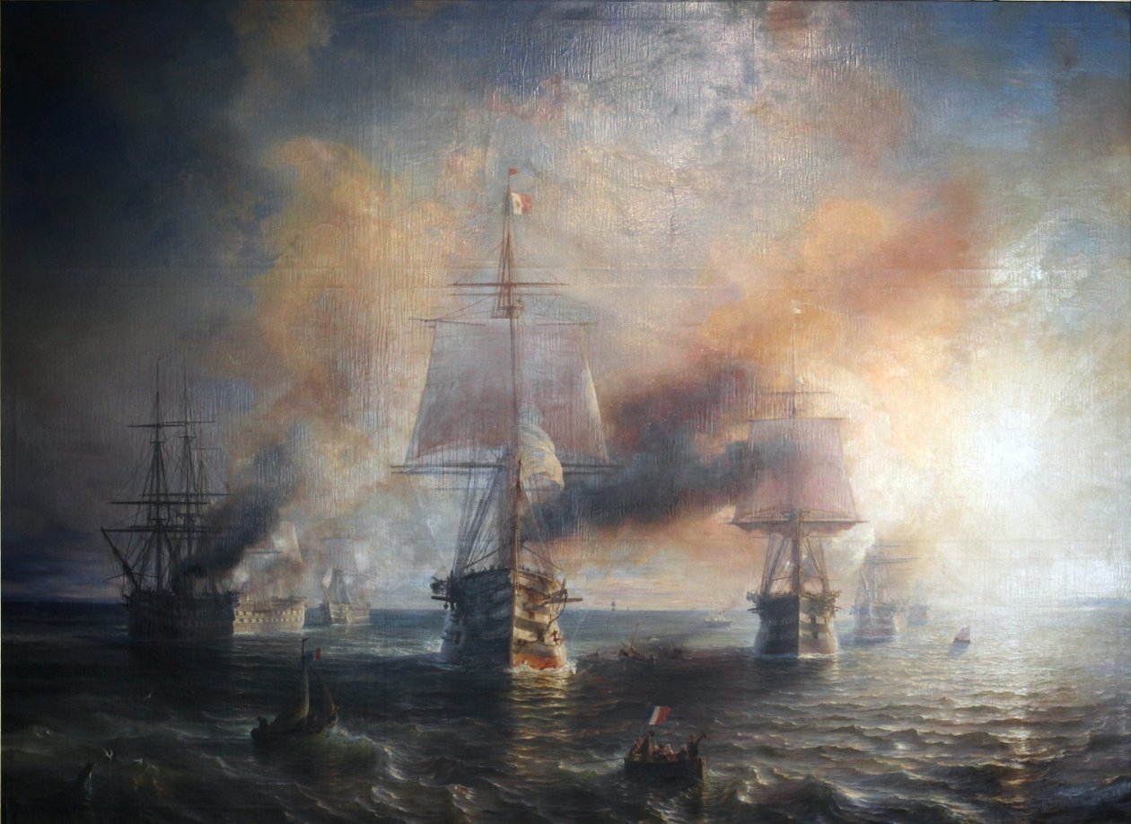 Francouzština:  Francouzská flotila plující z Cherbourgu do Brestu, 1858 Francouzská flotila plující z Cherbourgu do Brestu, 1858 od Theodore Gudin