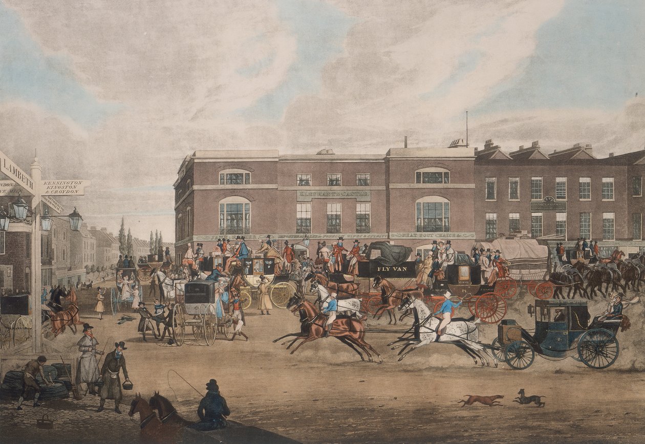 Trenéři na Elephant and Castle, Londýn, první polovina 19. století od Theodore Henry Adolphus Fielding