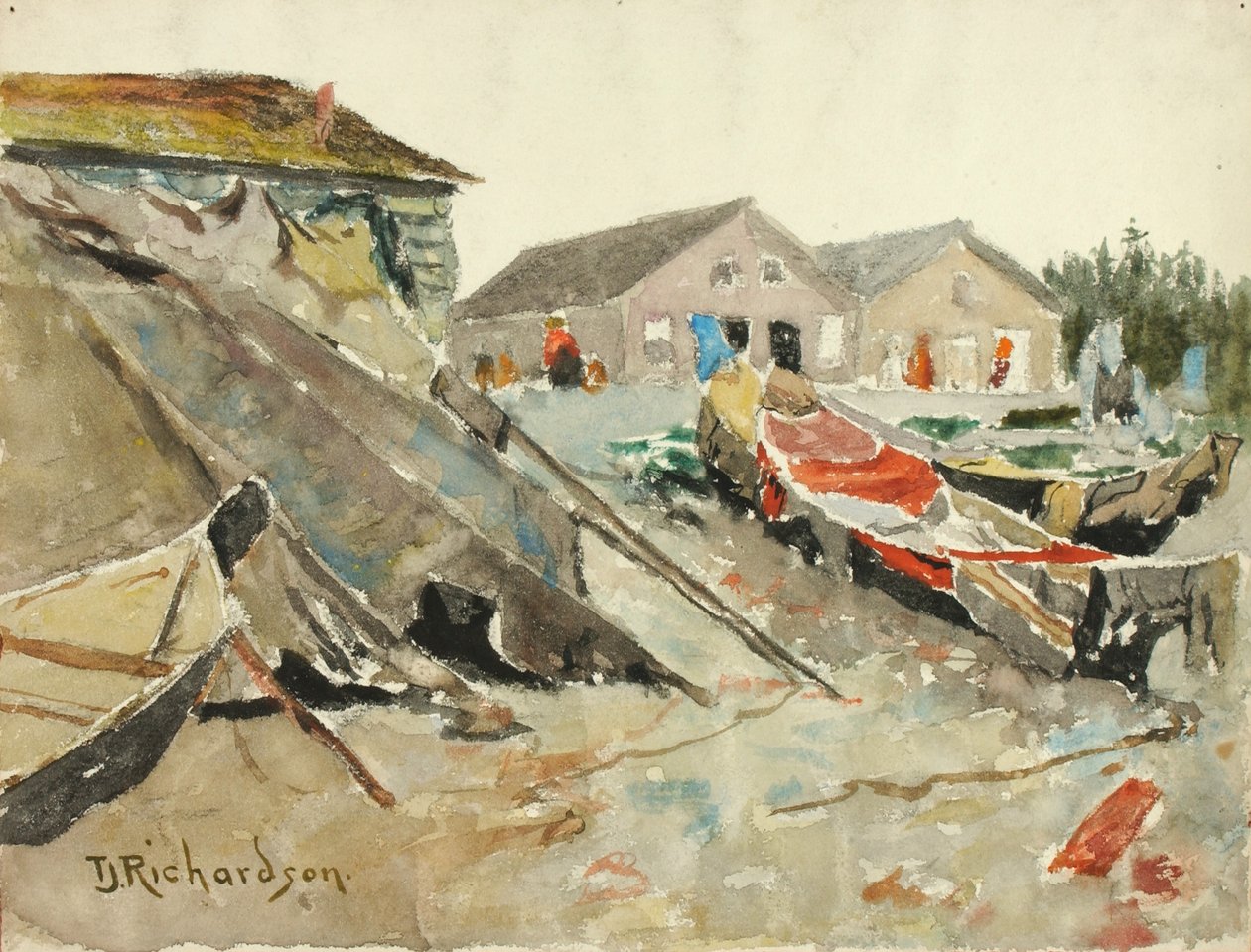Sušení přikrývek nad kánoemi od Theodore J. Richardson