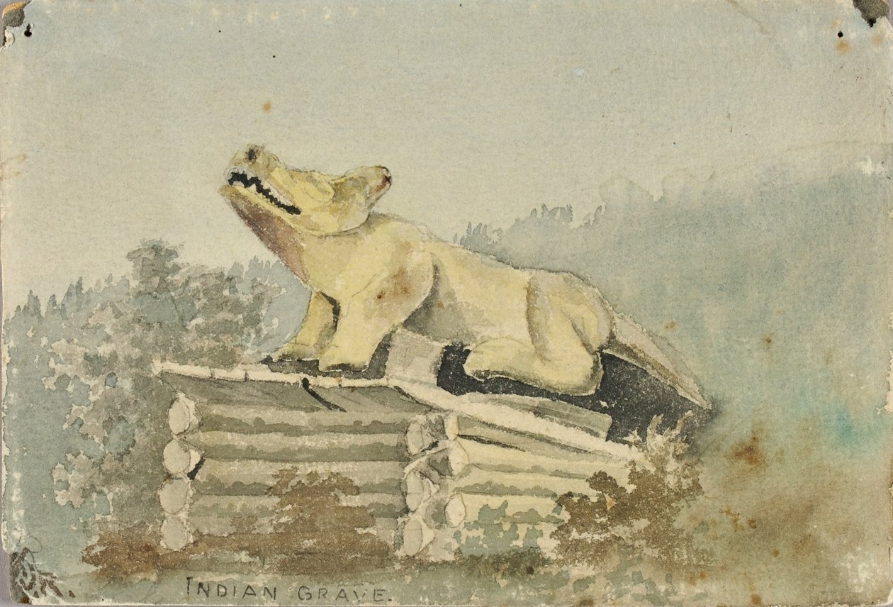 Indiánský hrob. Totem vlka nad hrobem medicinmana, Wrangell od Theodore J. Richardson