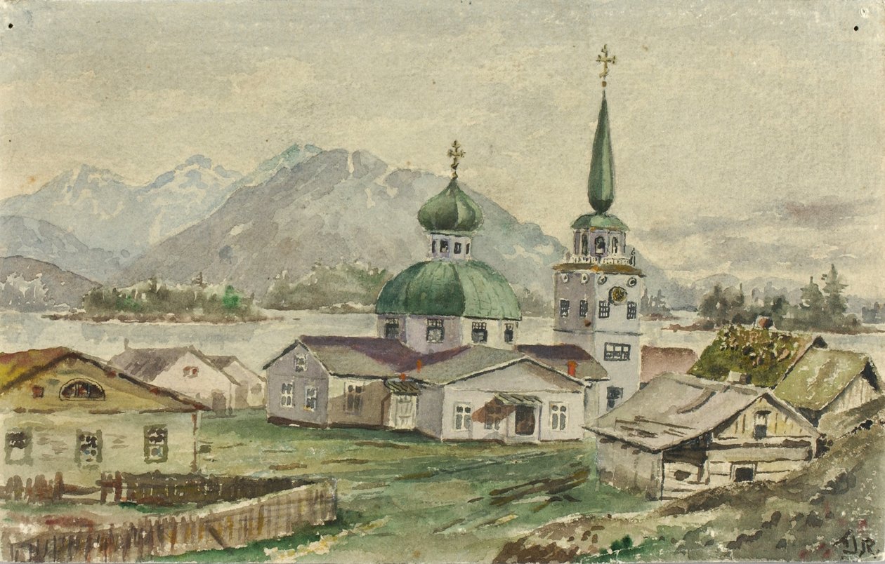 Zadní pohled na řecký kostel, Sitka, 1888 od Theodore J. Richardson