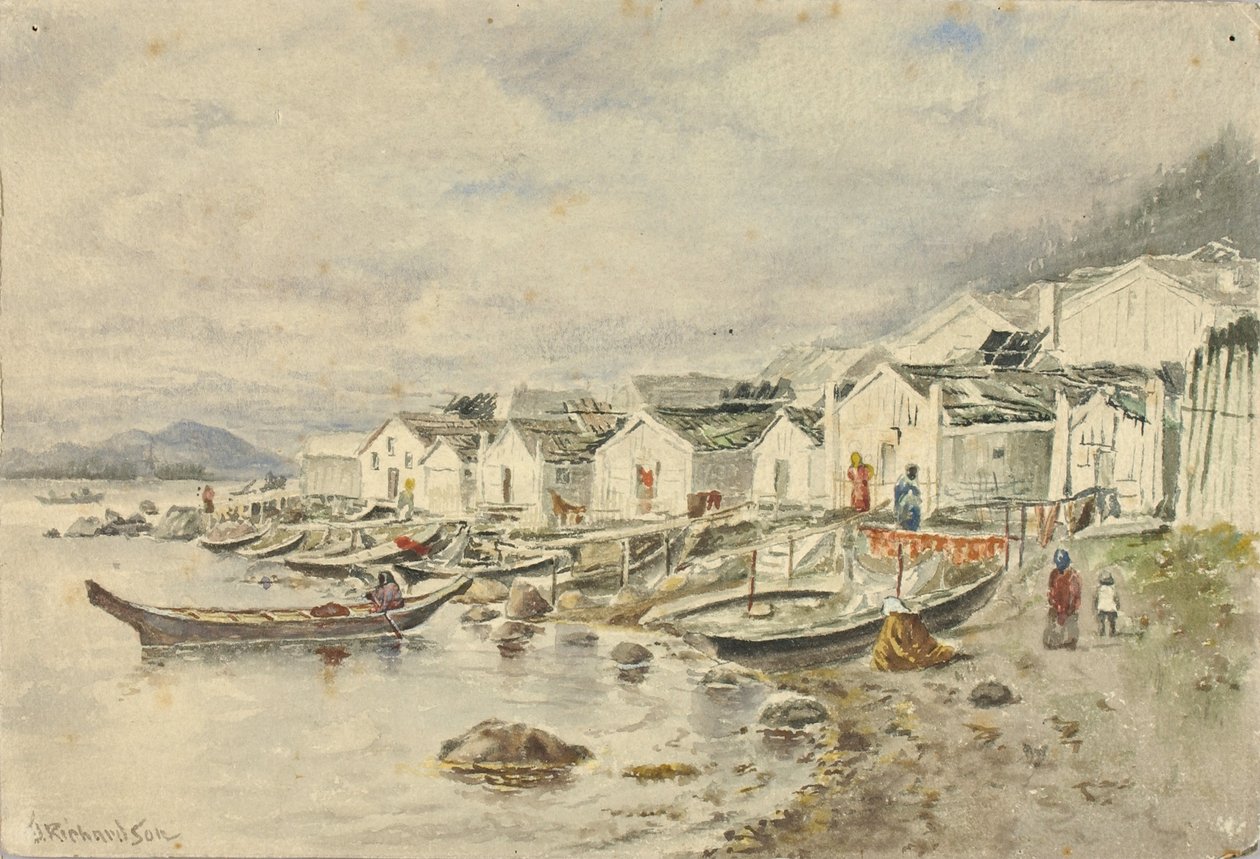 Domorodá vesnice Ranch, Sitka, 1884 od Theodore J. Richardson