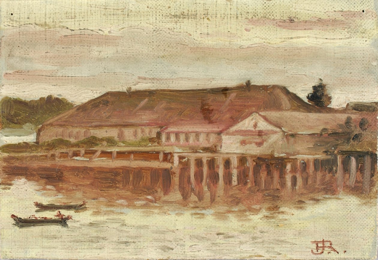 Obchodní stanice a přístaviště, Sitka, večer, ca. 1880-1914. od Theodore J. Richardson