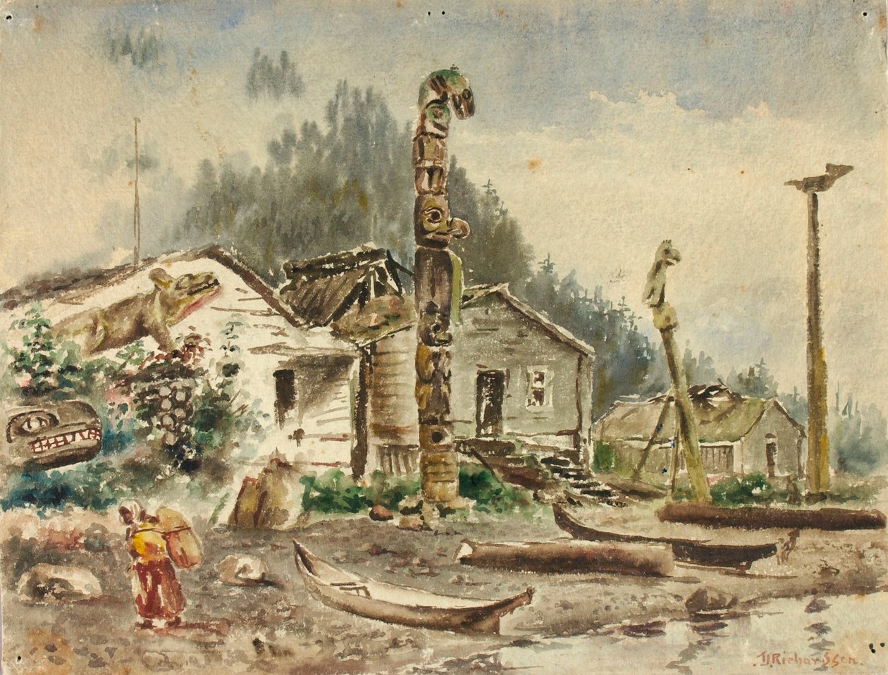 Pohled na Wrangell na Aljašce v roce 1884 od Theodore J. Richardson