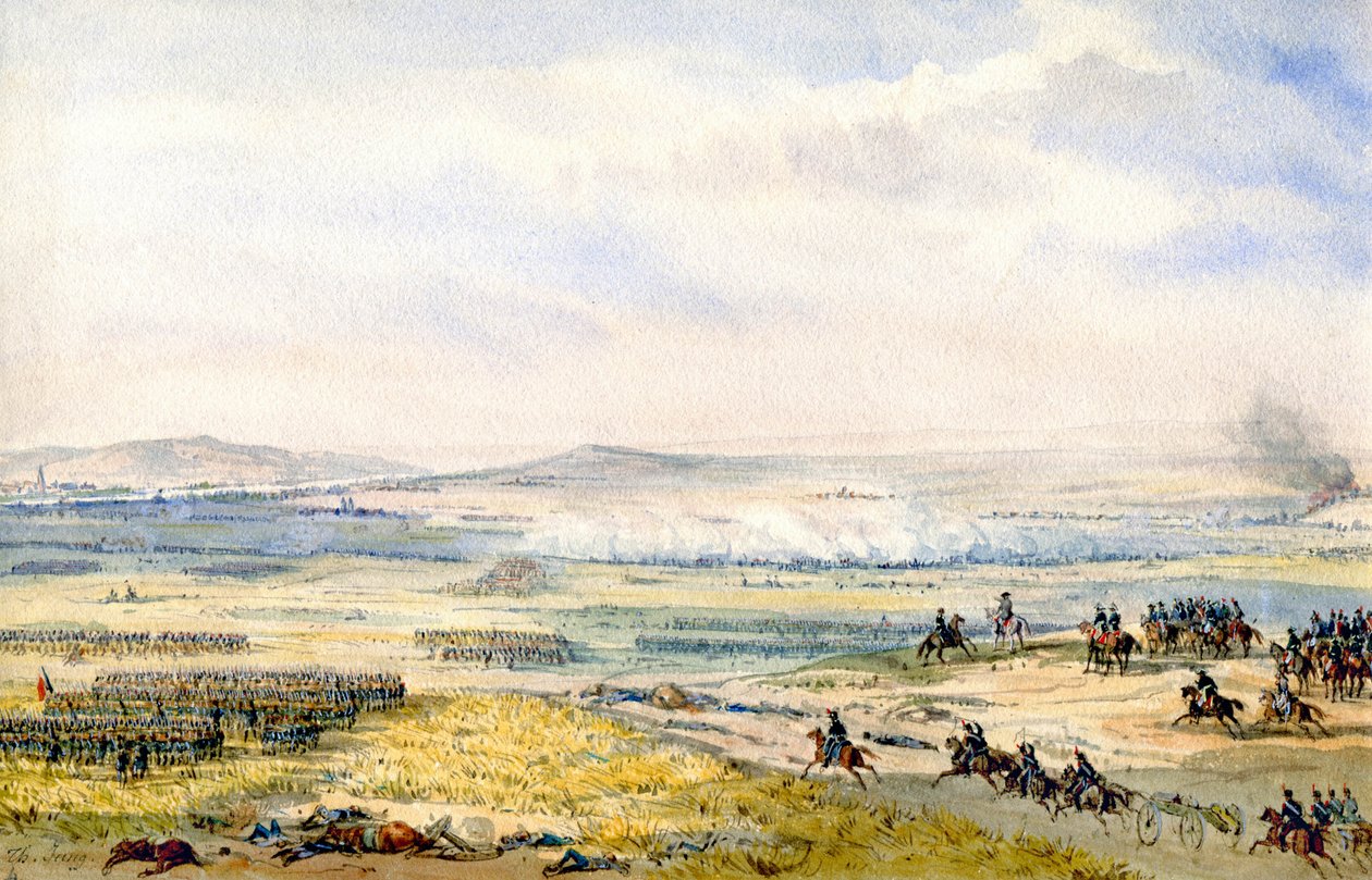 Bitva u Wagramu, asi 1850 (akvarel) od Theodore Jung