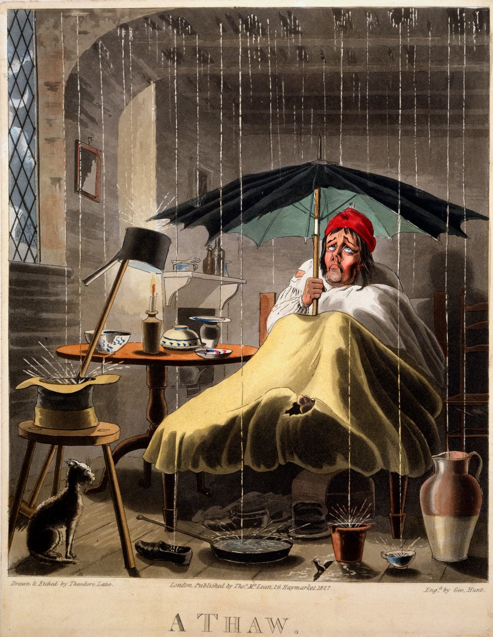 A Thaw, tisk od George Hunta, 1827 (ručně kolorovaná rytina) od Theodore Lane