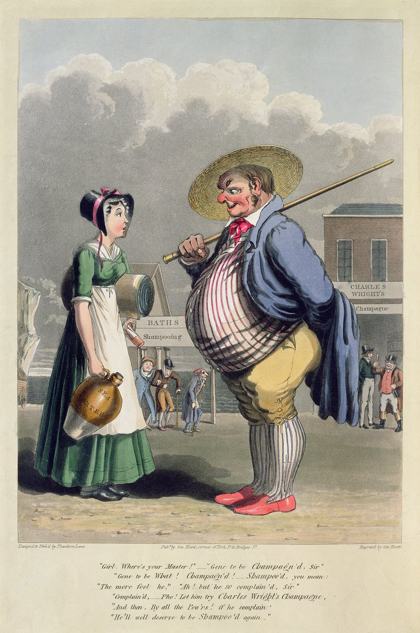 Reklama na Champagne Charlese Wrighta, rytina George Hunta, kolem roku 1827 (barevný lept) od Theodore Lane