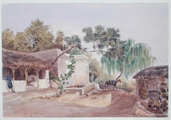 Kavárna v Alžíru, kolem roku 1835 (akvarel na papíře) od Theodore Leblanc