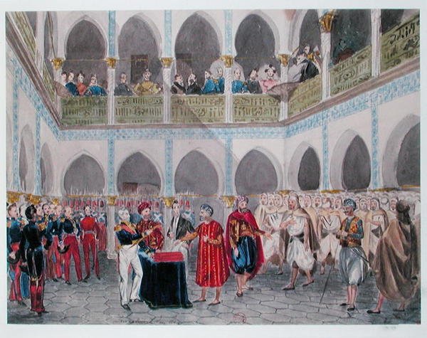 Investiture of the Bey of Algiers od hraběte Bertranda Clausela (1772-1842) 1835 (akvarel na papíře) od Theodore Leblanc