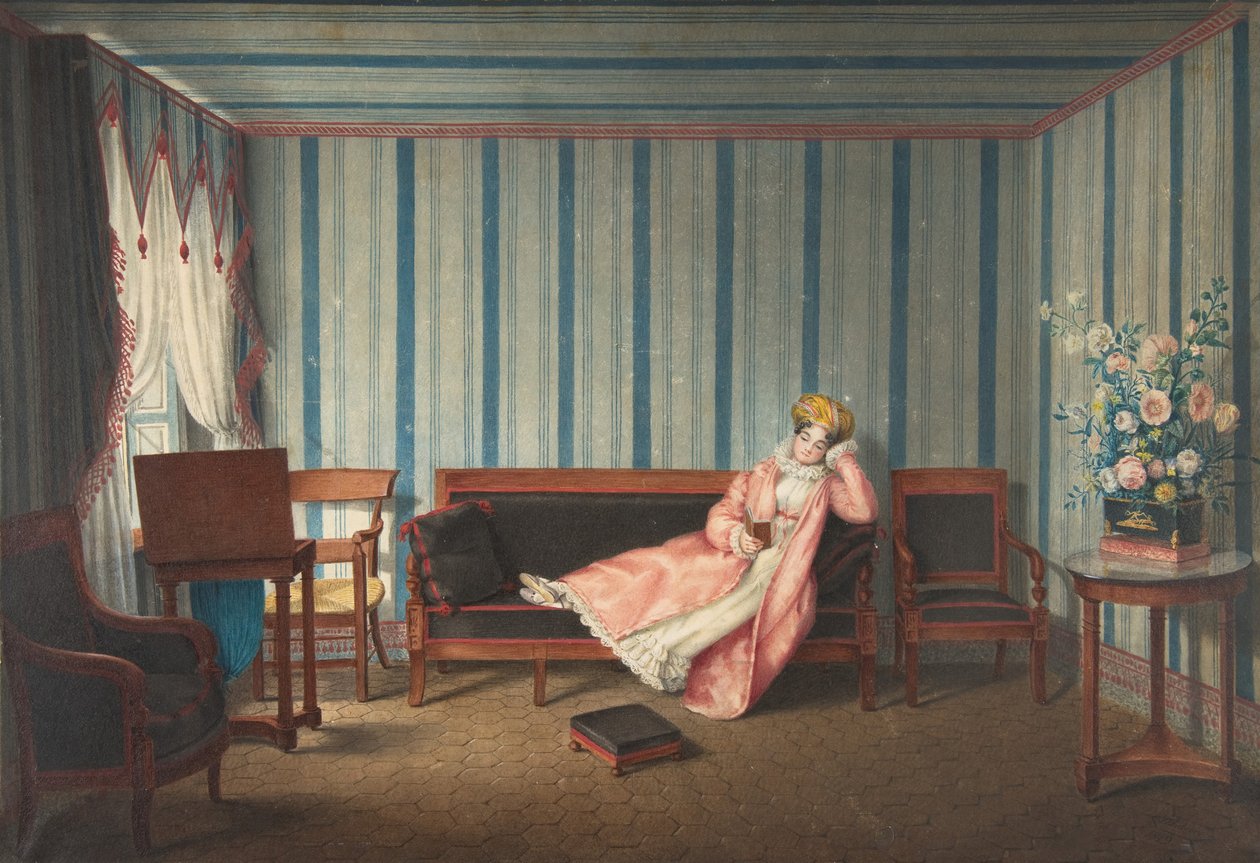Žena v růžovém ležící na canape, 1819. od Theodore Lebrun