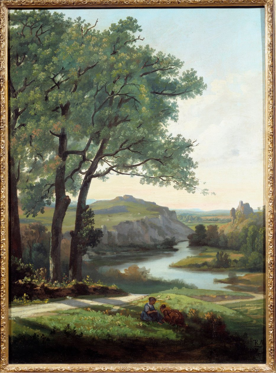 Krajina se stromem a jezerem Malba Theodora Ravanata (1812-1882) 1860 Grenoble, Museum of Fine Arts od Theodore Ravanat
