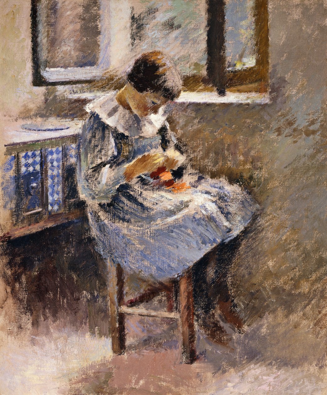 Šití dívky, kolem roku 1886 od Theodore Robinson