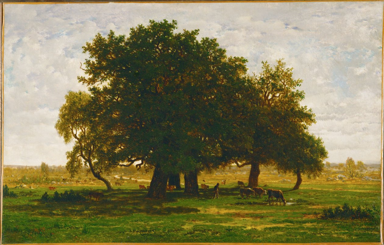 Groupe de chenes, Apremont Skupina dubů, Apremont, Francie ... od Theodore Rousseau