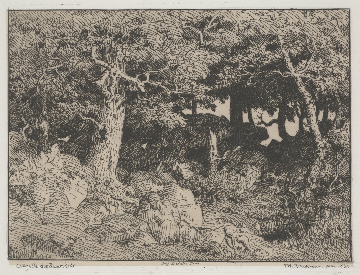 Duby a skály od Pierre Etienne Theodore Rousseau