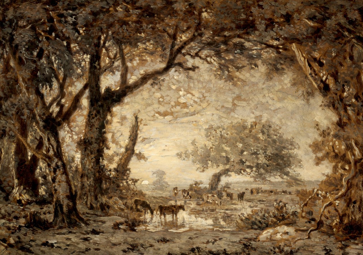 Západ slunce z lesa Fontainebleau od Theodore Rousseau