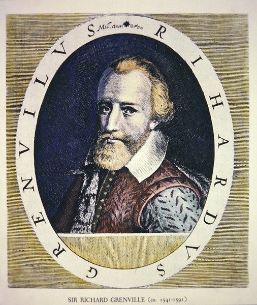 Sir Richard Grenville (barevné lito) od Theodore de (after) Bry