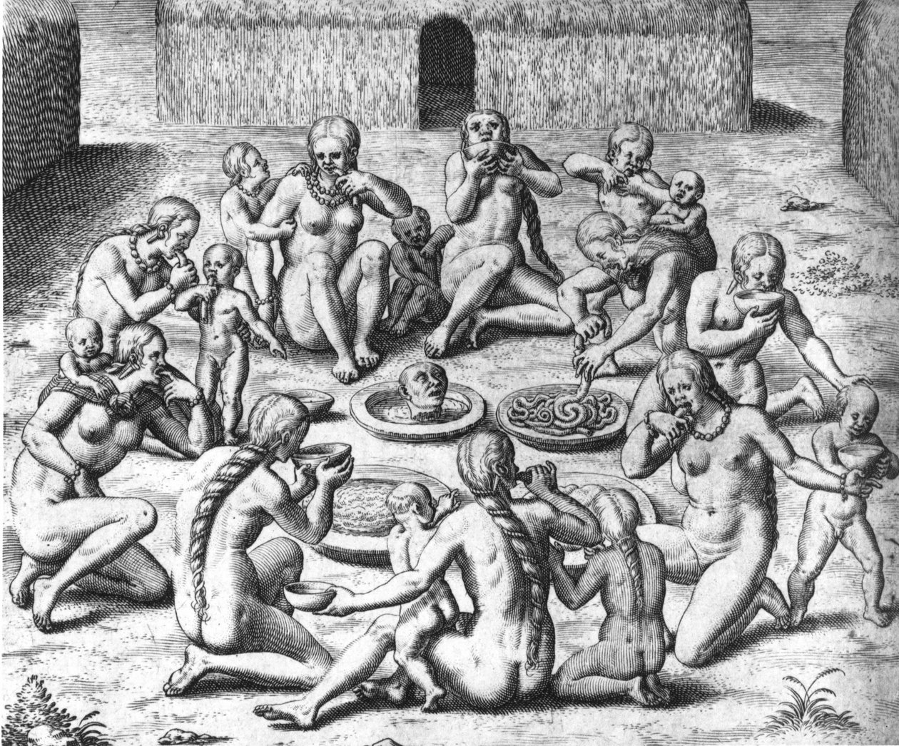 Anthropophage Meals: Cannibals of South America – in “” Admirante Narratio Americae””, od Théodora de Bry od Theodore de Bry