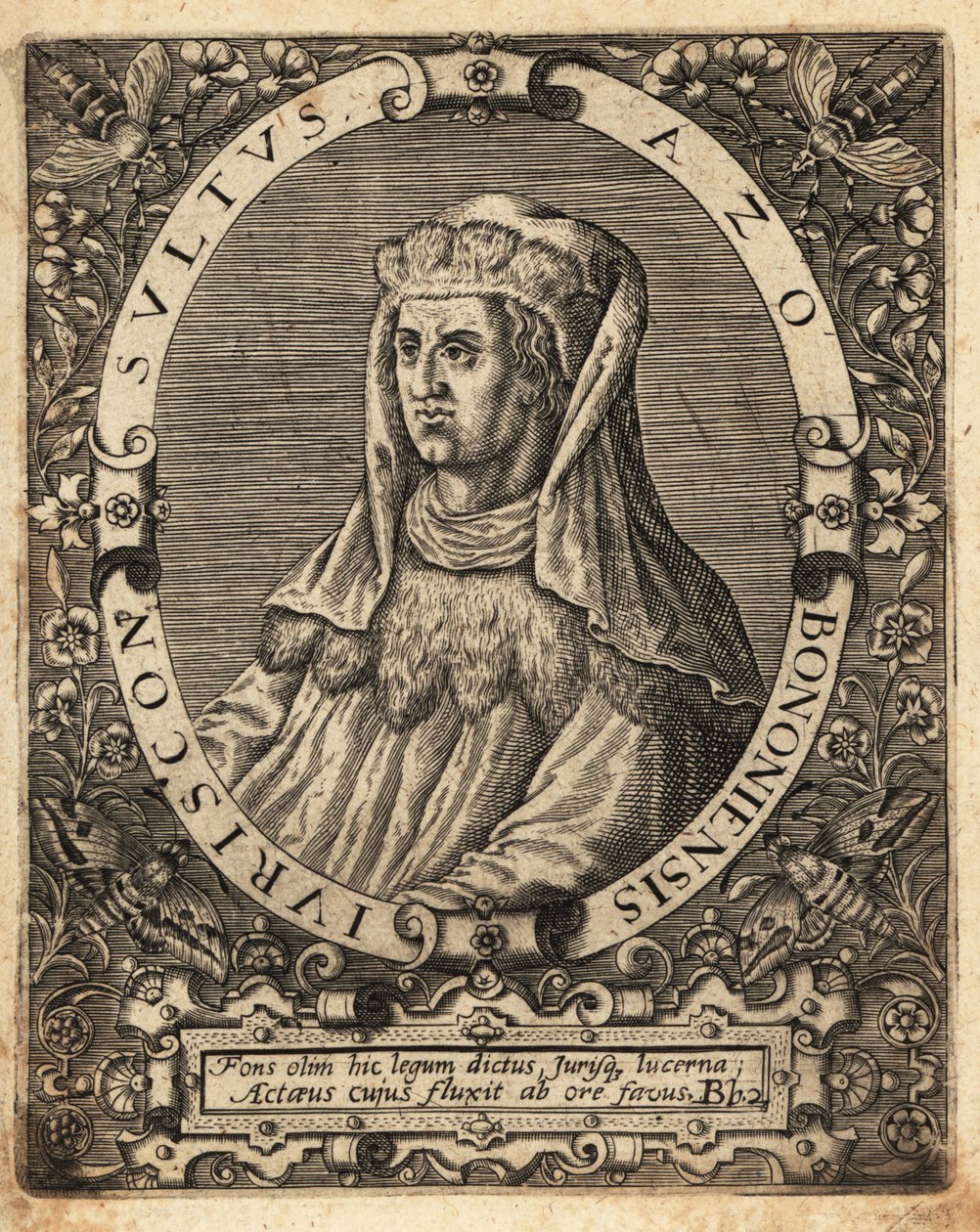 Azo z Bologne, fl. 1150–1230, italský právník. od Theodore de Bry