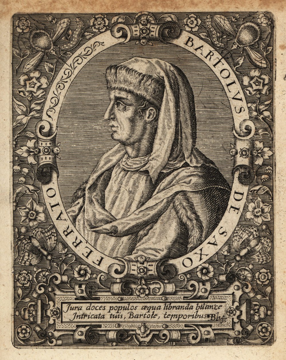 Bartolus de Saxoferrato , italský profesor práva. od Theodore de Bry