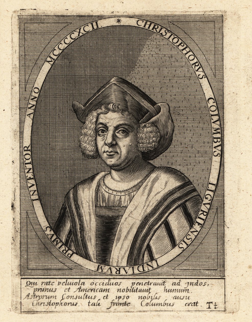 Kryštof Kolumbus, italský průzkumník a kolonizátor od Theodore de Bry