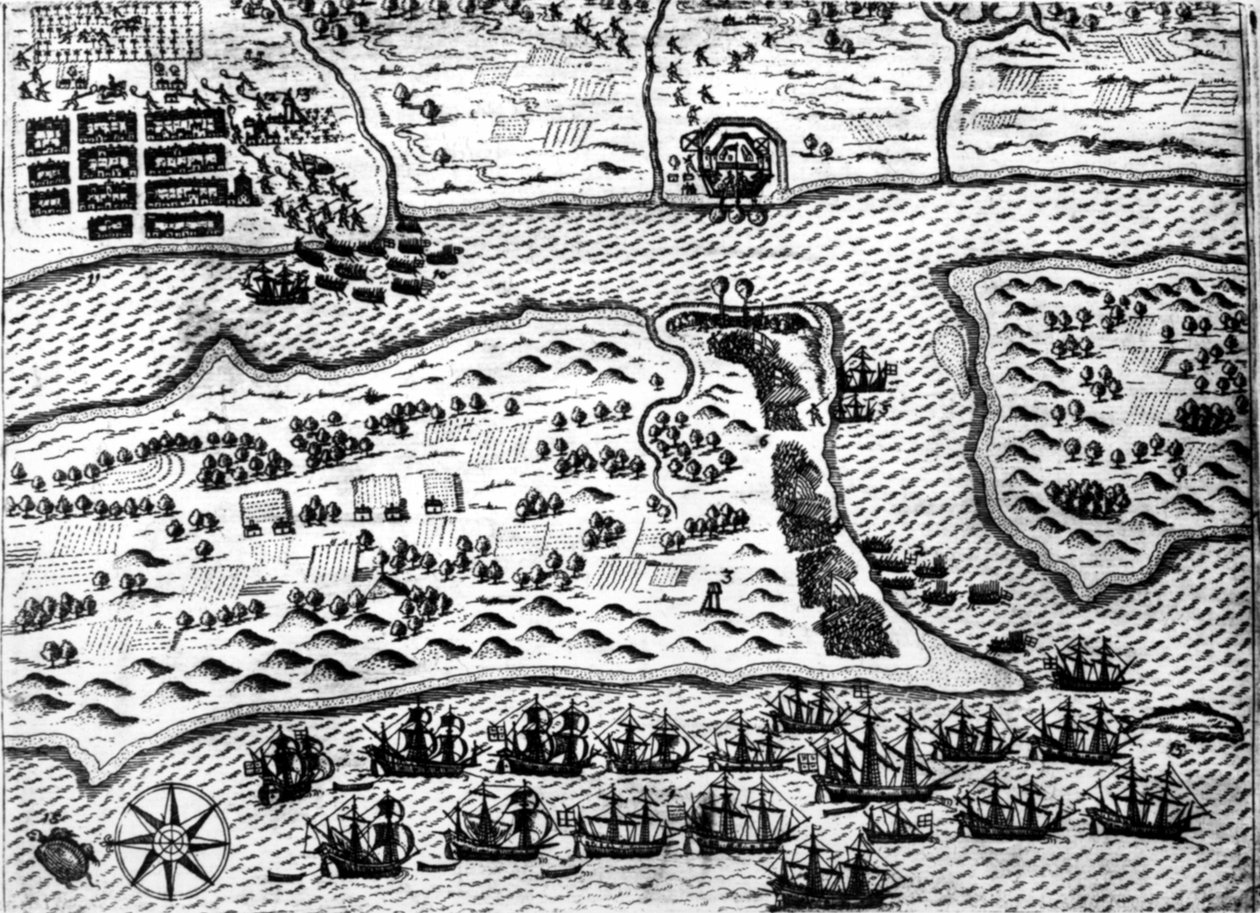 Drake zajme loď „Svatý Augustin“ v roce 1586 od De Bryho od Theodore de Bry