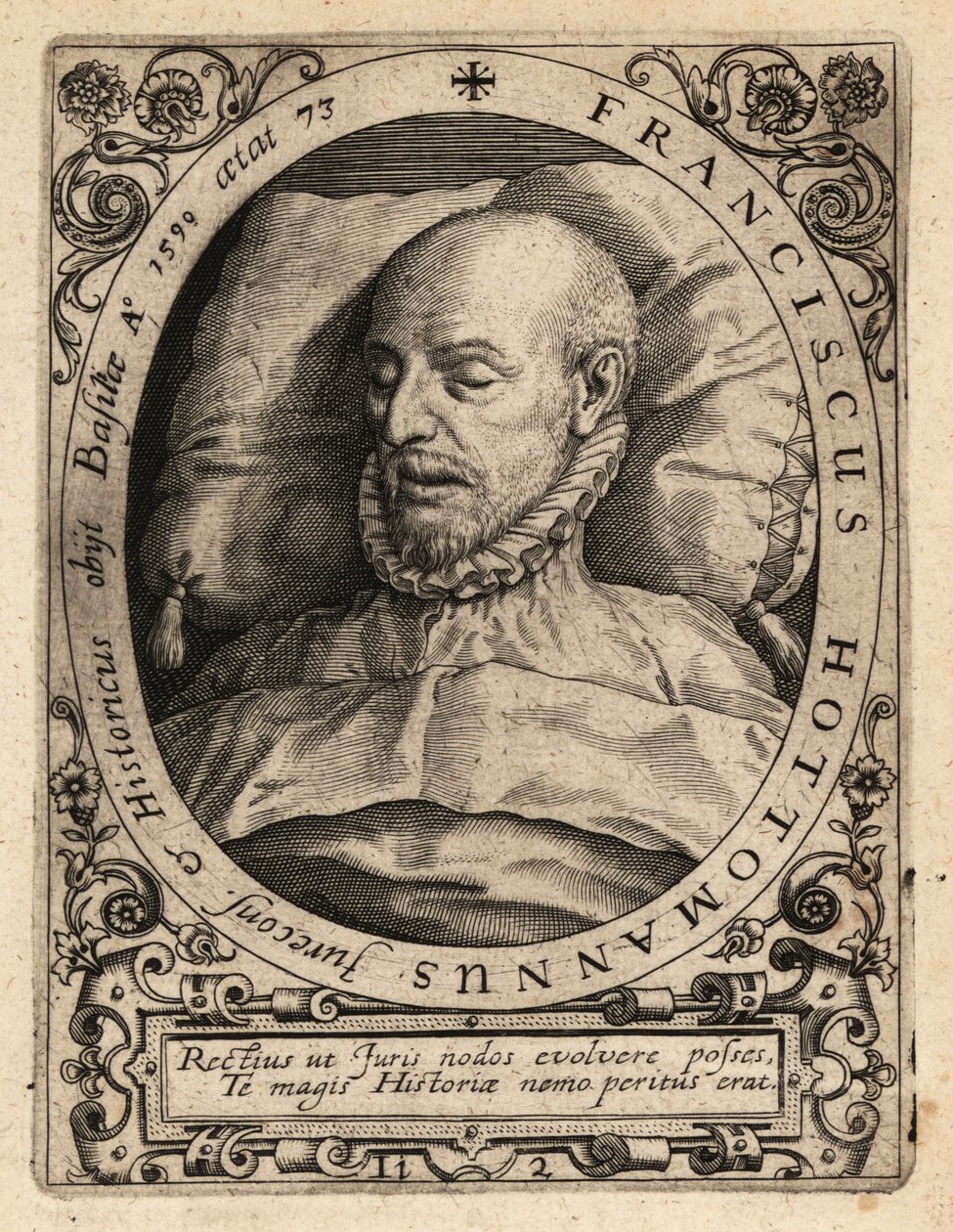 Francois Hotman na smrtelné posteli od Theodore de Bry