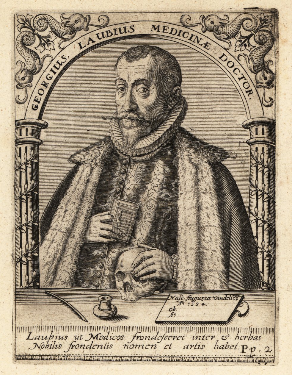 Georg Laube, německý lékař z Augsburgu od Theodore de Bry