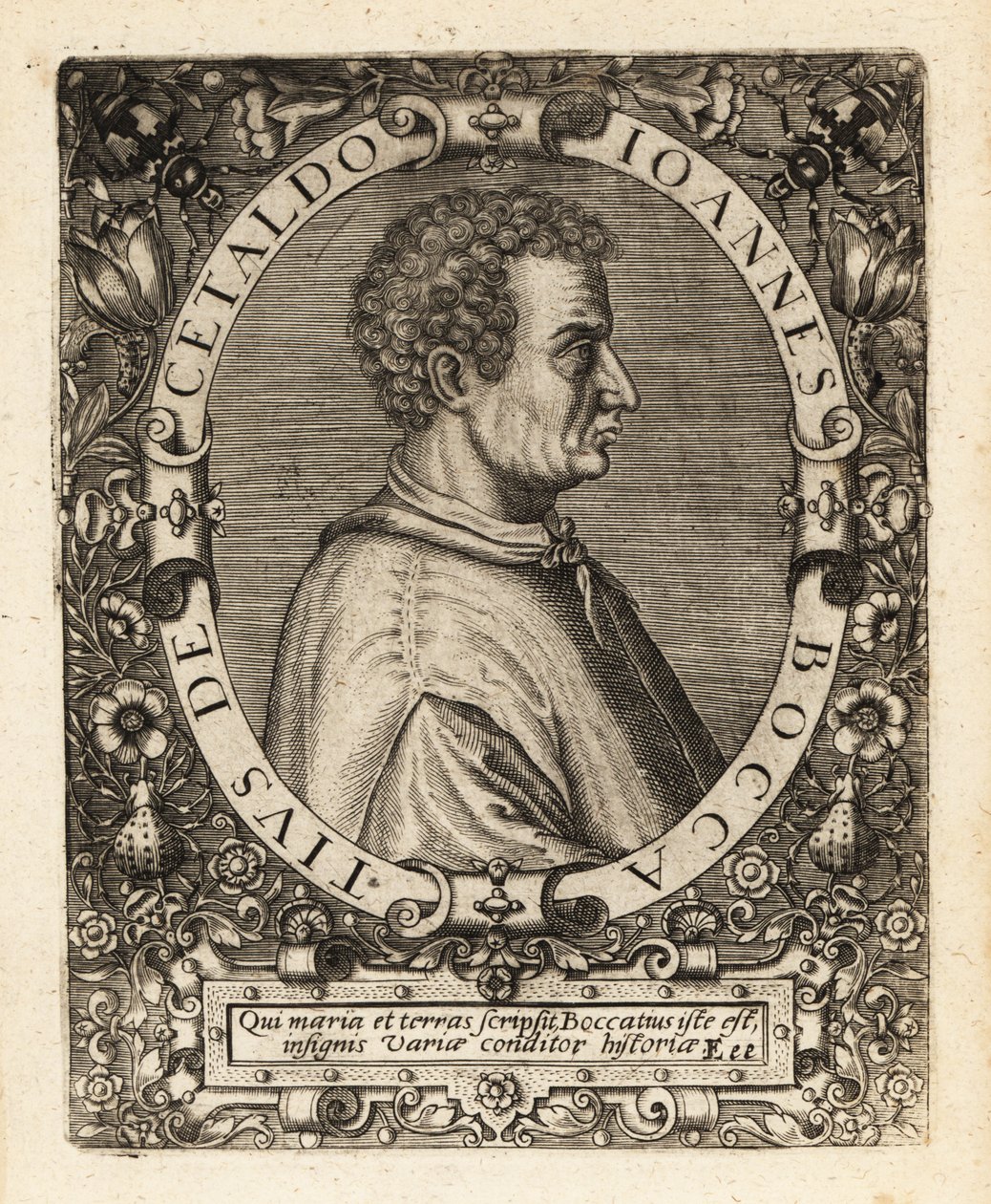 Giovanni Boccaccio , italský spisovatel. od Theodore de Bry