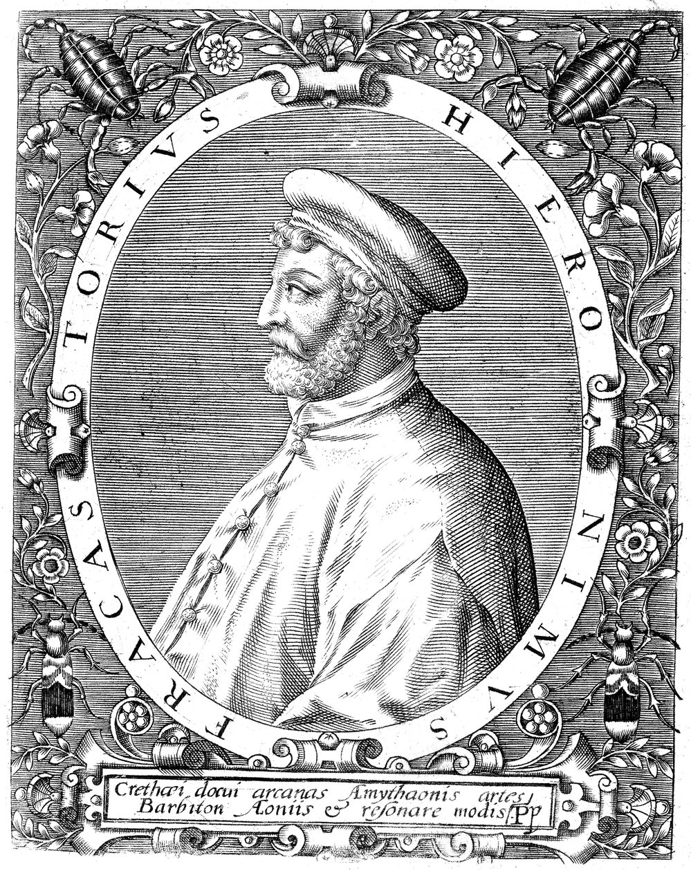 Girolamo Frascatoro , italský lékař, básník a astronom, konec 16. století od Theodore de Bry