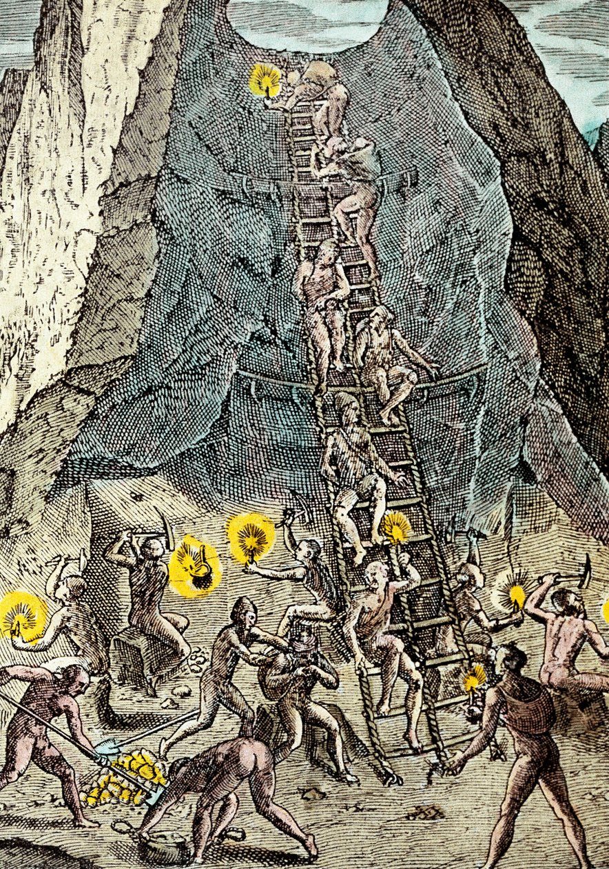 Zlatý důl v Potosi, Bolívie od Theodore de Bry