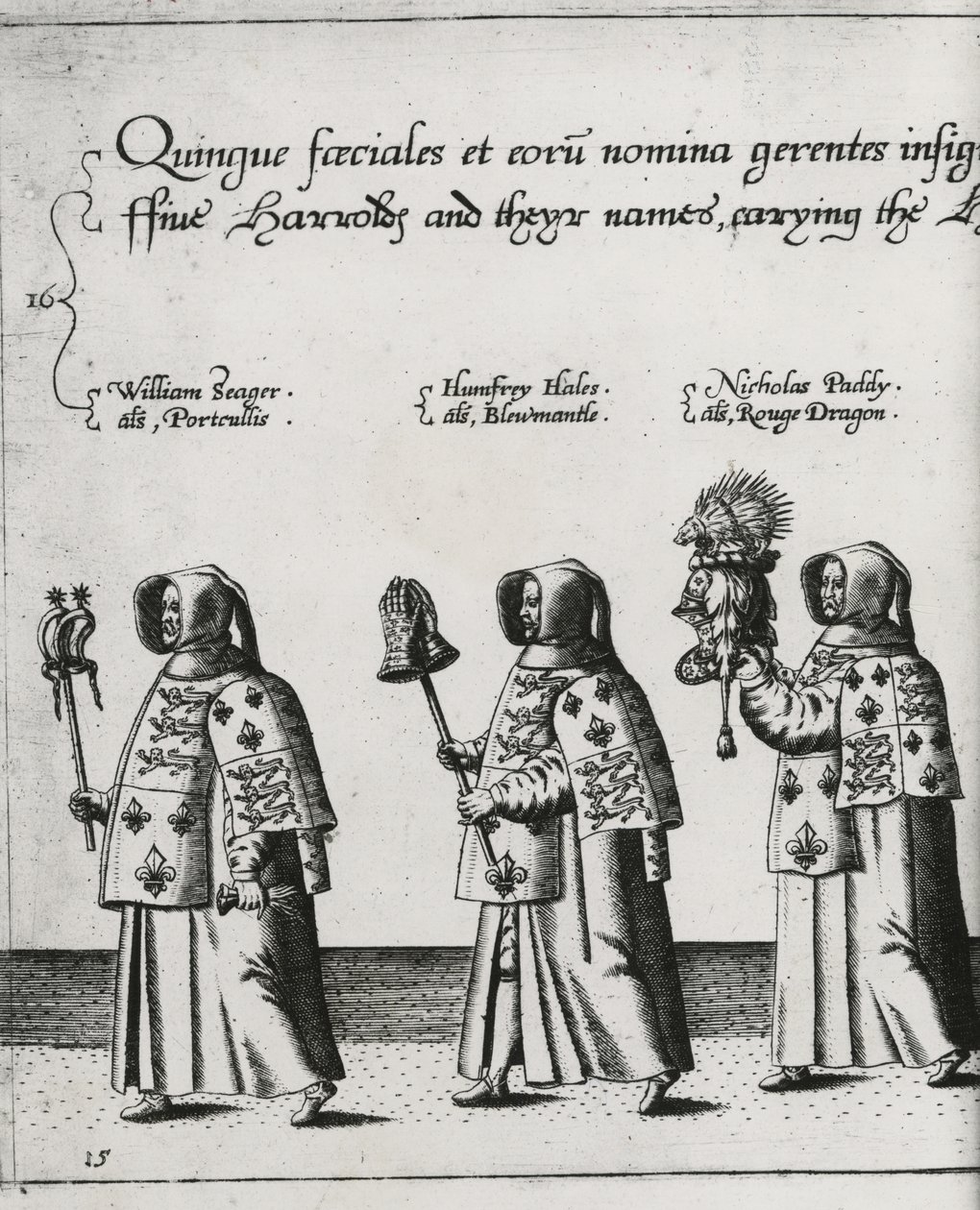 Heroldi v pohřebním průvodu sira Philipa Sidneyho na cestě do katedrály svatého Pavla, 1587 od Theodore de Bry