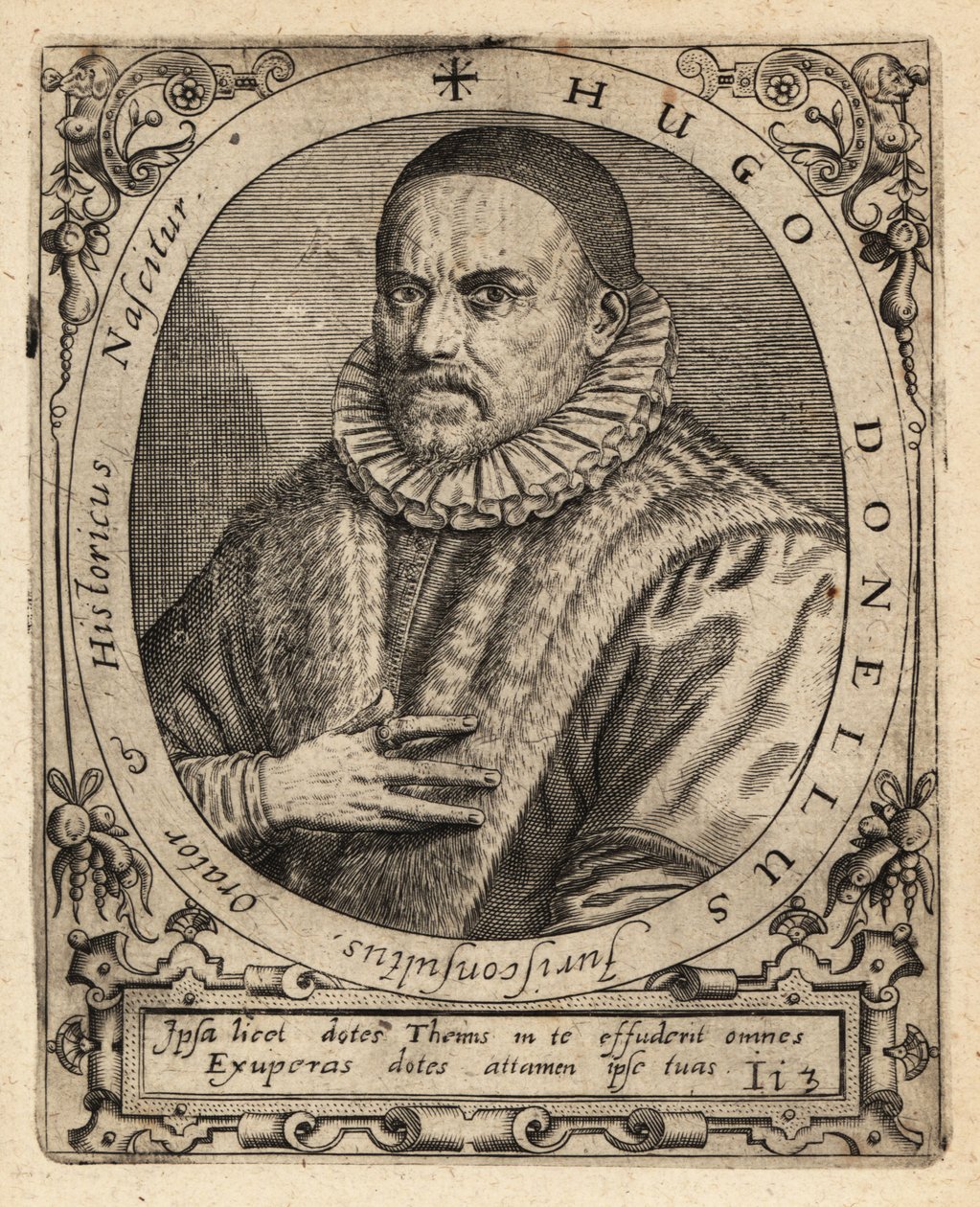 Hugues Doneau, francouzský profesor práva. od Theodore de Bry