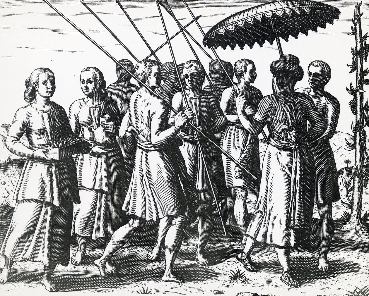 Obyvatelé Sumatry, Theodor de Bry (1528-1598), rytina od Theodore de Bry