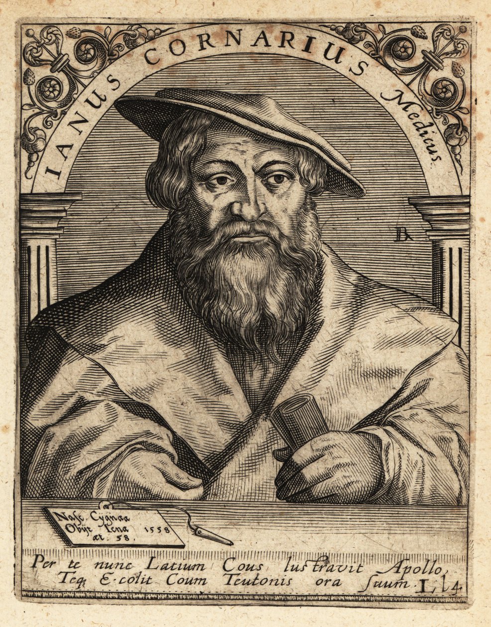 Janus Cornarius, saský humanista, c1500-1558. od Theodore de Bry