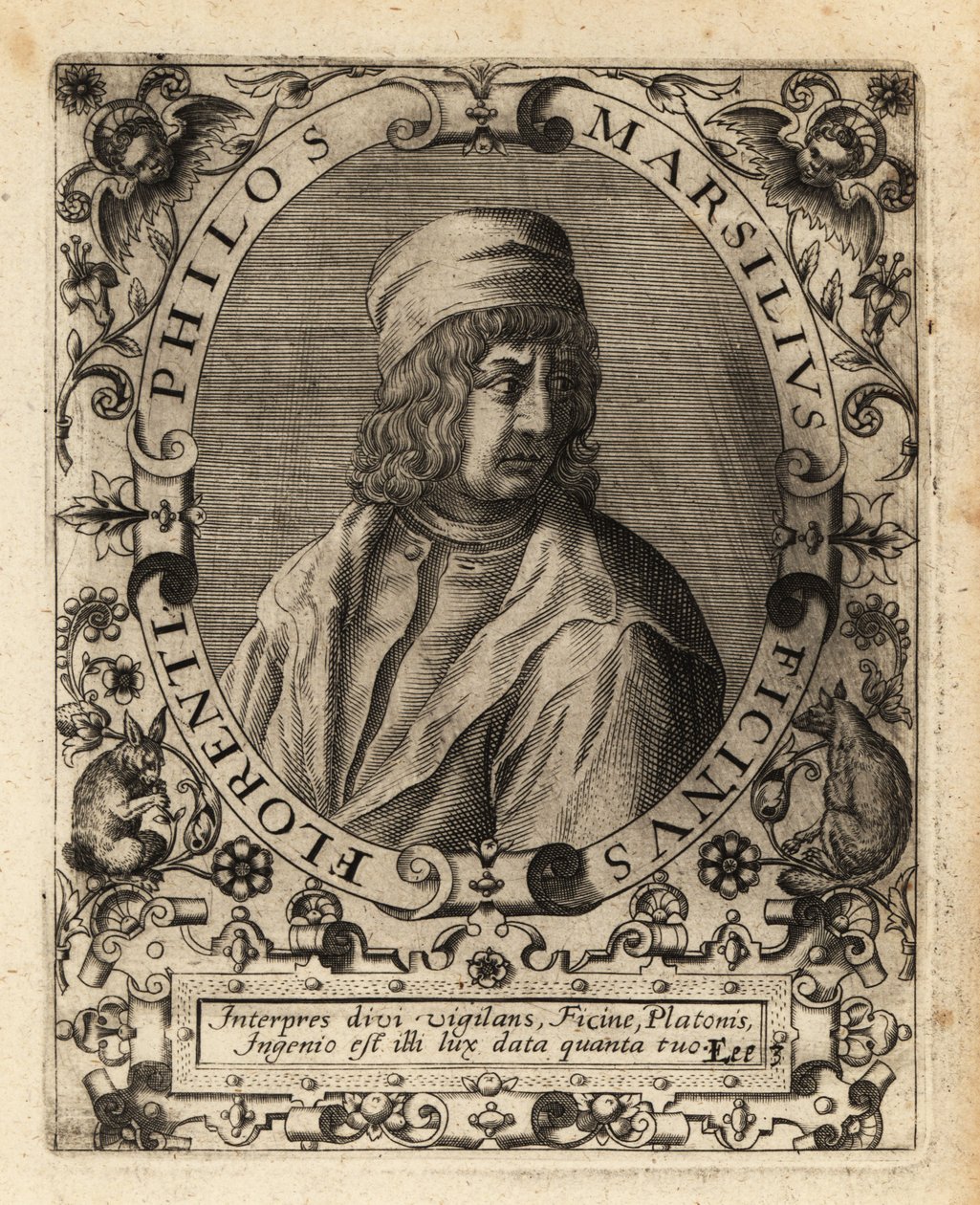 Marsilio Ficino, italský učenec. od Theodore de Bry