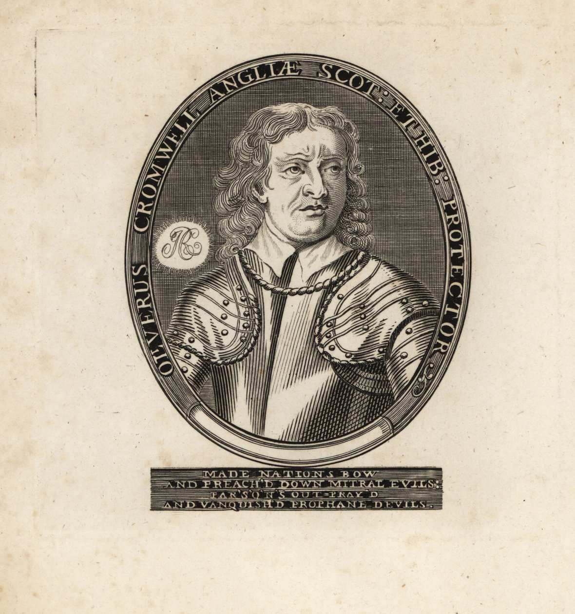 Oválný portrét Olivera Cromwella, lorda ochránce. od Theodore de Bry
