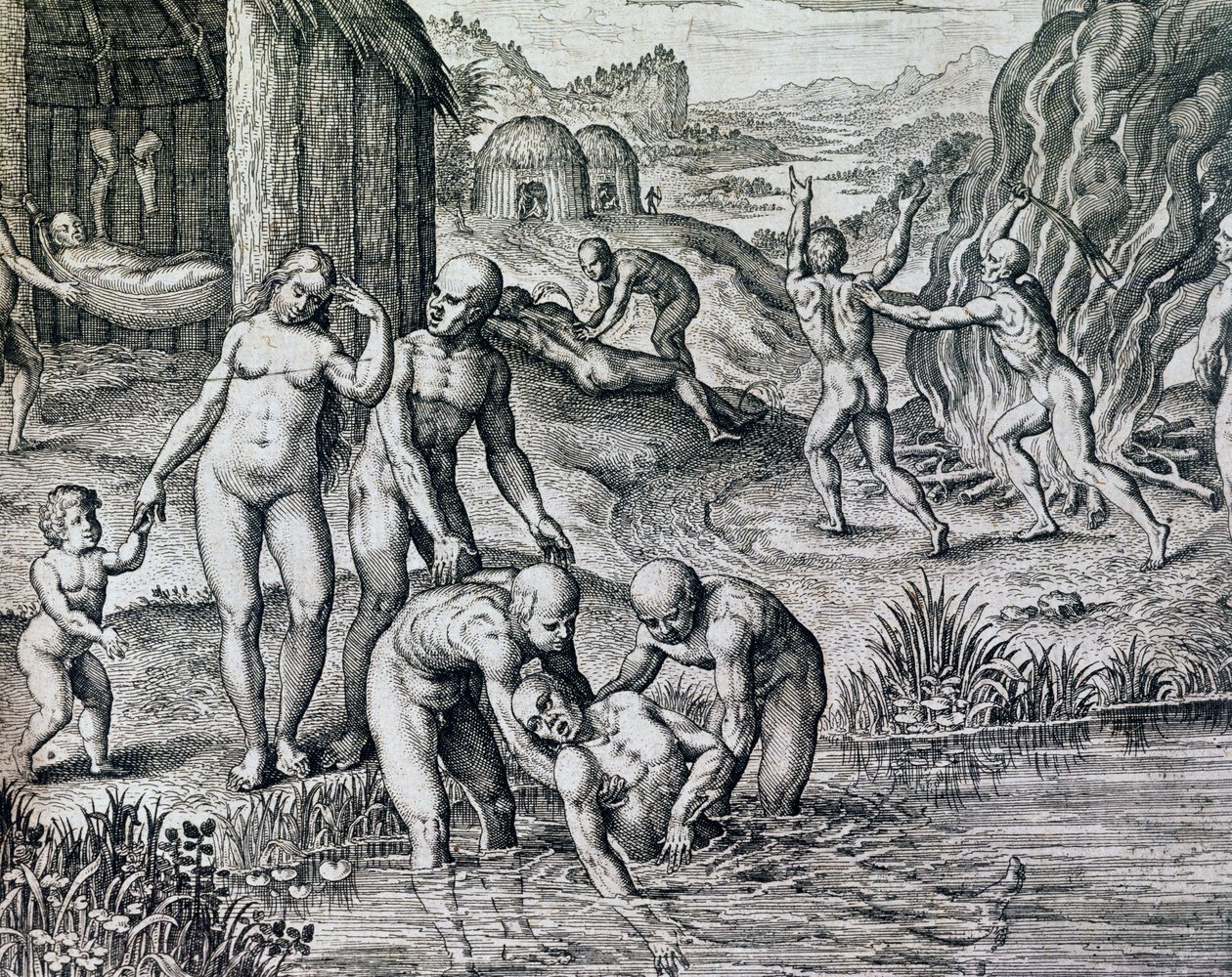 Léky používané domorodci proti nemocem, rytina z Historia America, Theodor de Bry (1528-1598), Frankfurt od Theodore de Bry
