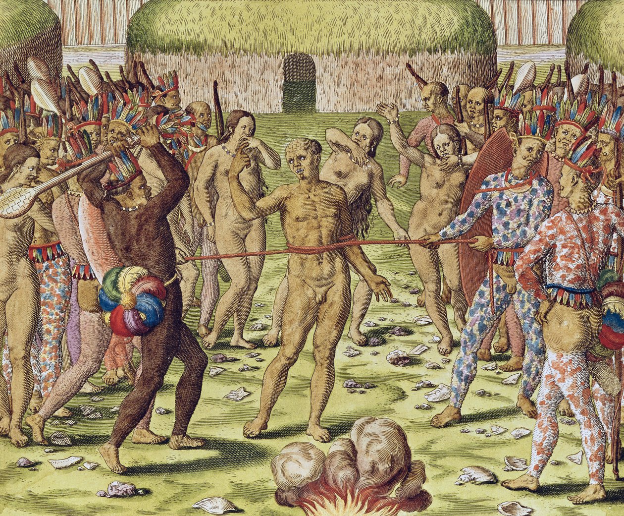 Poprava nepřítele indiány Topinambou, 1562 od Theodore de Bry