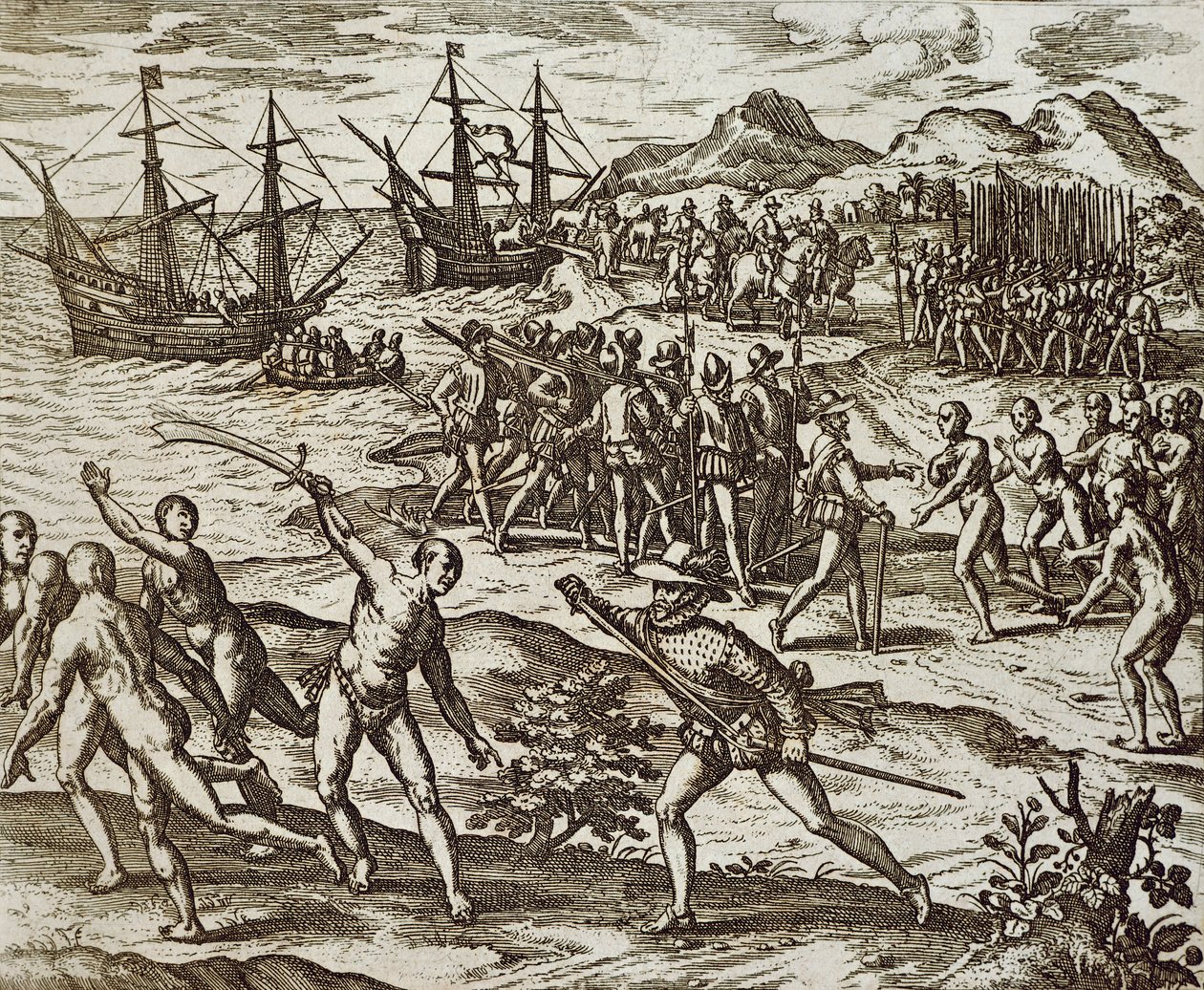 Španělština v Americe, Theodore De Bry, rytina od Theodore de Bry
