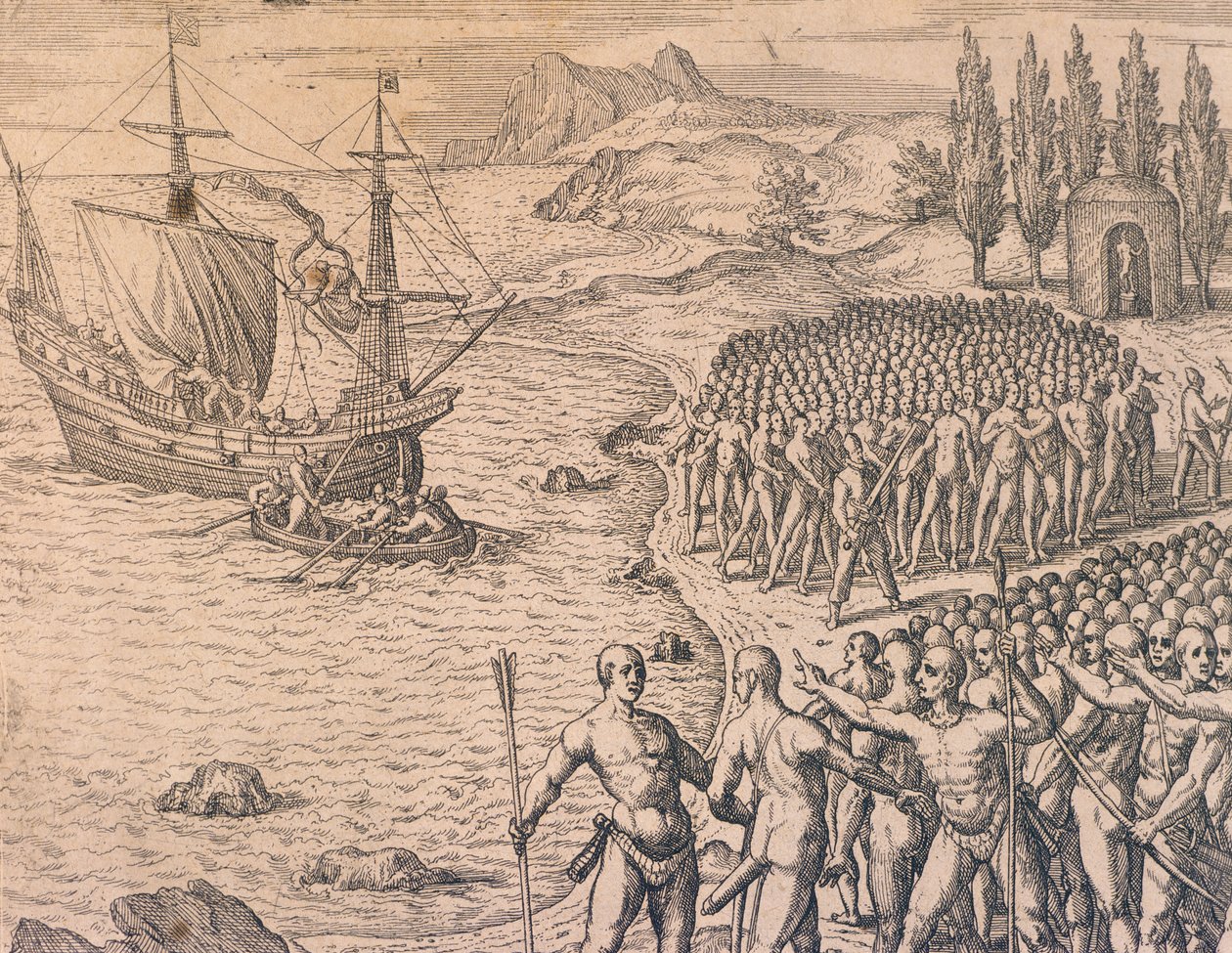 Příchod Portugalců do Peru od Theodore de Bry