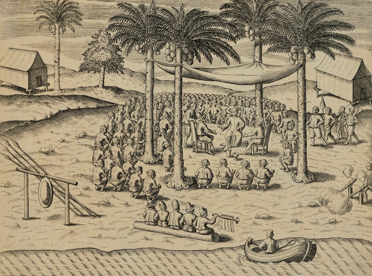Vítejte od domorodých afrických domorodců, ilustrace z Indiee Orientalis od Antonia Pigafetty, od Theodora de Bry od Theodore de Bry