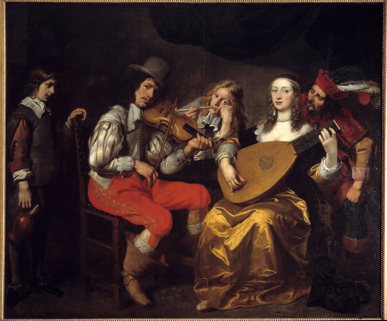 Koncert v roce 1650 (Nizozemsko). Obraz od Van Thuldena (1606-1669) Ec. Podvod. od Theodore van Thulden