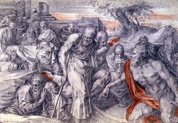 Charonova loď (tužka a červená křída na papíře) od Theodore van Thulden