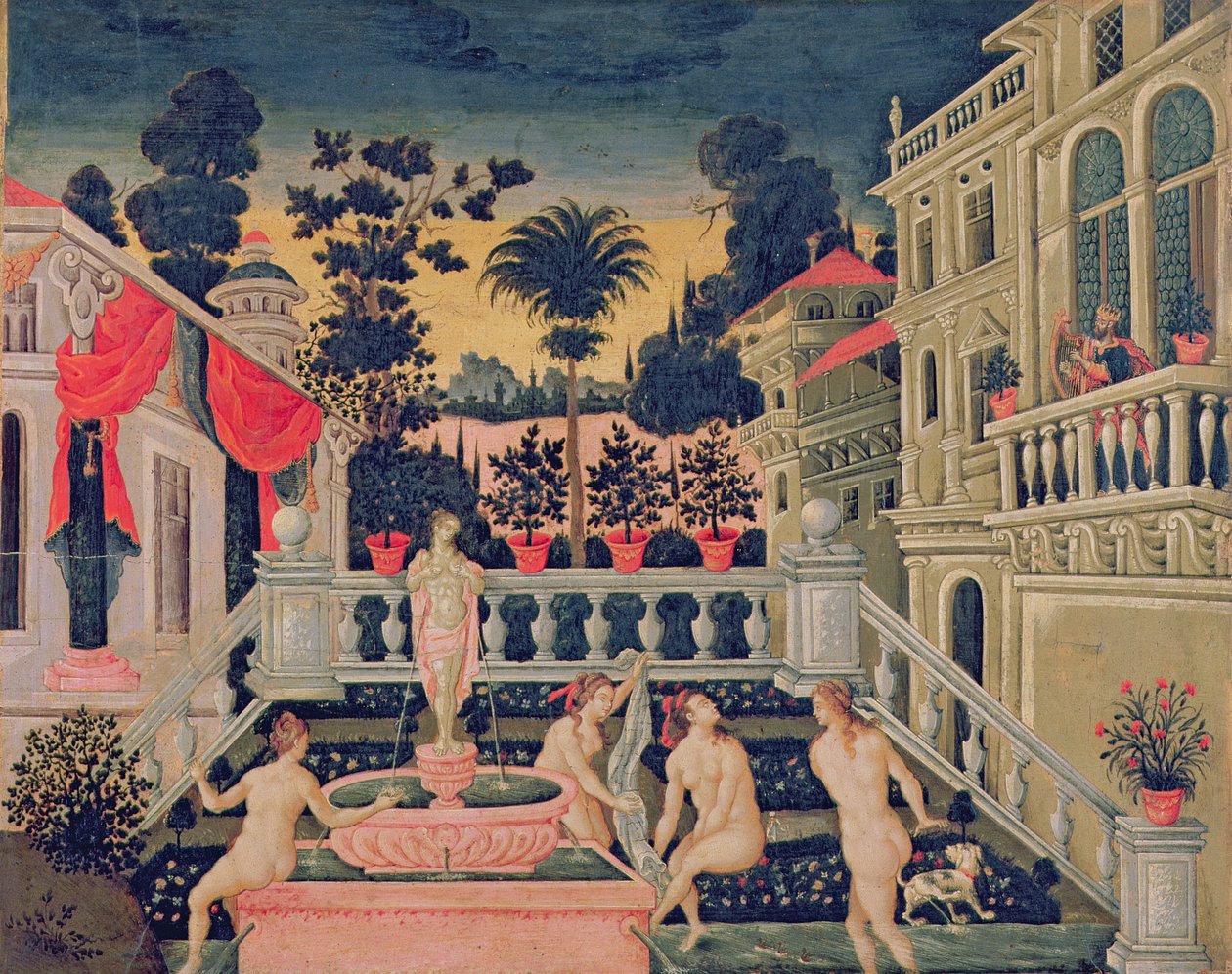 David sleduje koupání v Bathshebě, kolem roku 1650 od Theodoros Pulakis