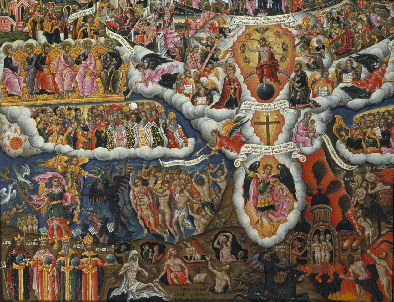 Hymnus na Pannu, v tobě se raduješ... (vaječná tempera a plátkové zlato na panelu) (detail 258109) od Theodoros Pulakis