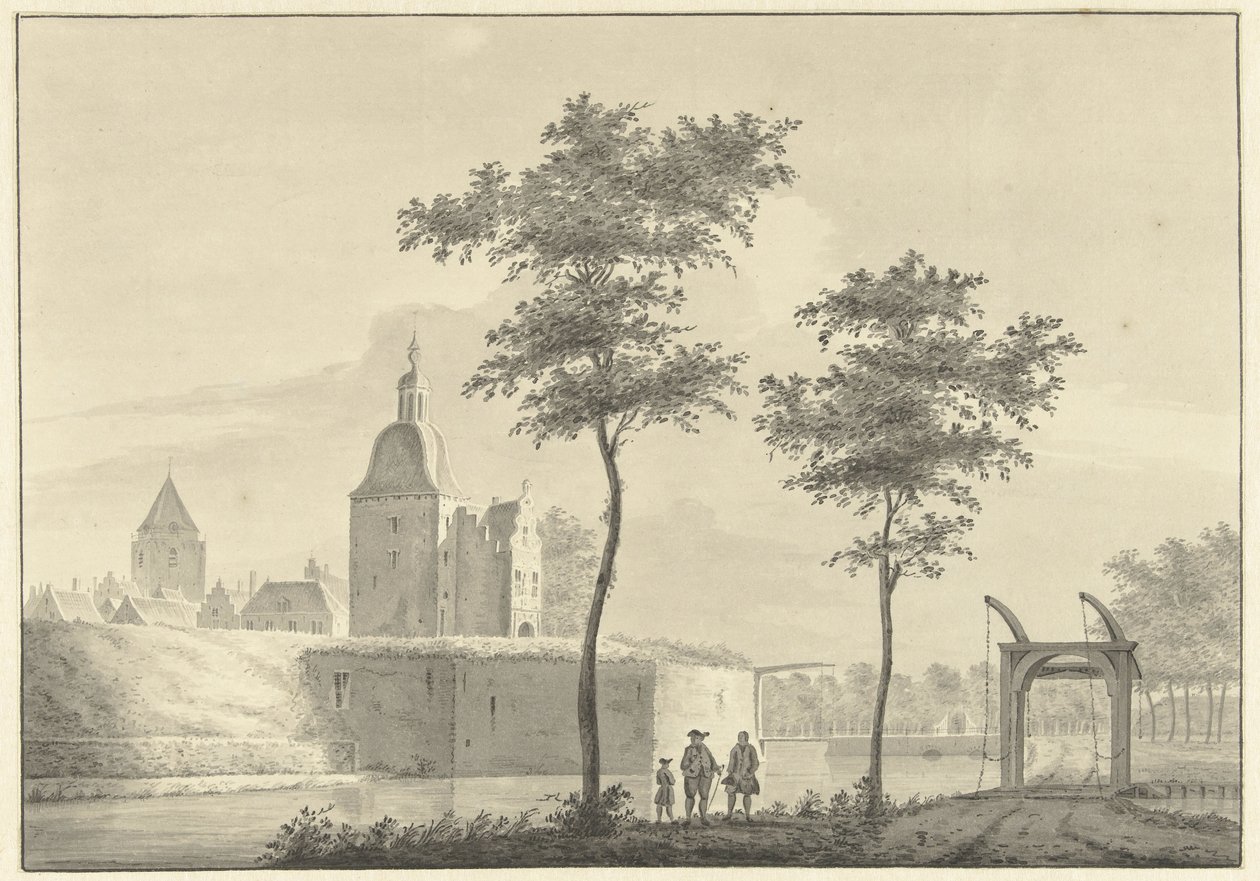 Leidenská brána ve Woerdenu od Theodorus Cornelis Schutter