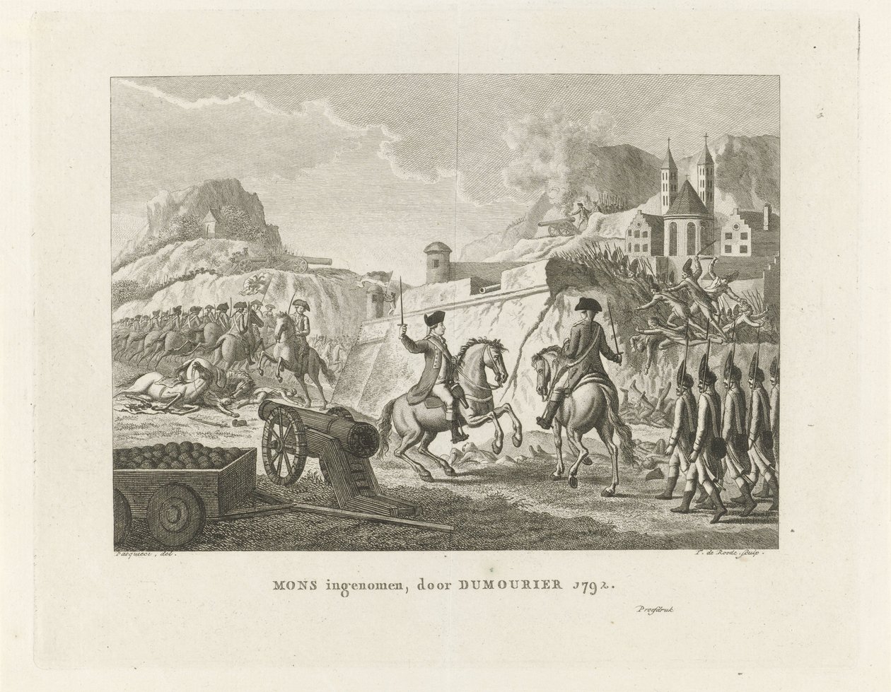 Zajetí Mons, 1792 Mons pořízen, Dumourier 1792 (název na objektu) od Theodorus de Roode